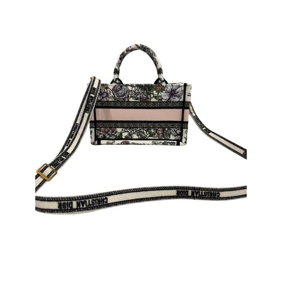 MINI DIOR BOOK TOTE WHITE MULTICOLOR D-FLORAL EMBROIDERY - Picture 4 of 6